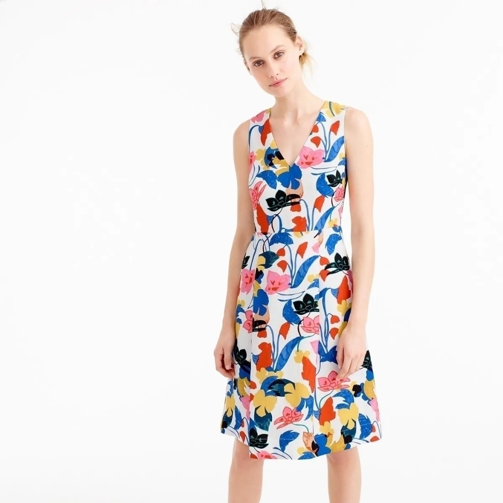 J.Crew linen A-line dress in Morning Floral Size 00 - Picture 2 of 7